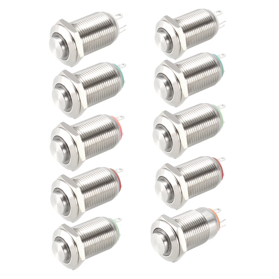 

uxcell Push Button Switch Latching Metal High Head 12mm Mounting Diameter 1NO 12/24V Red/Blue/Green/White/Yellow LED Light