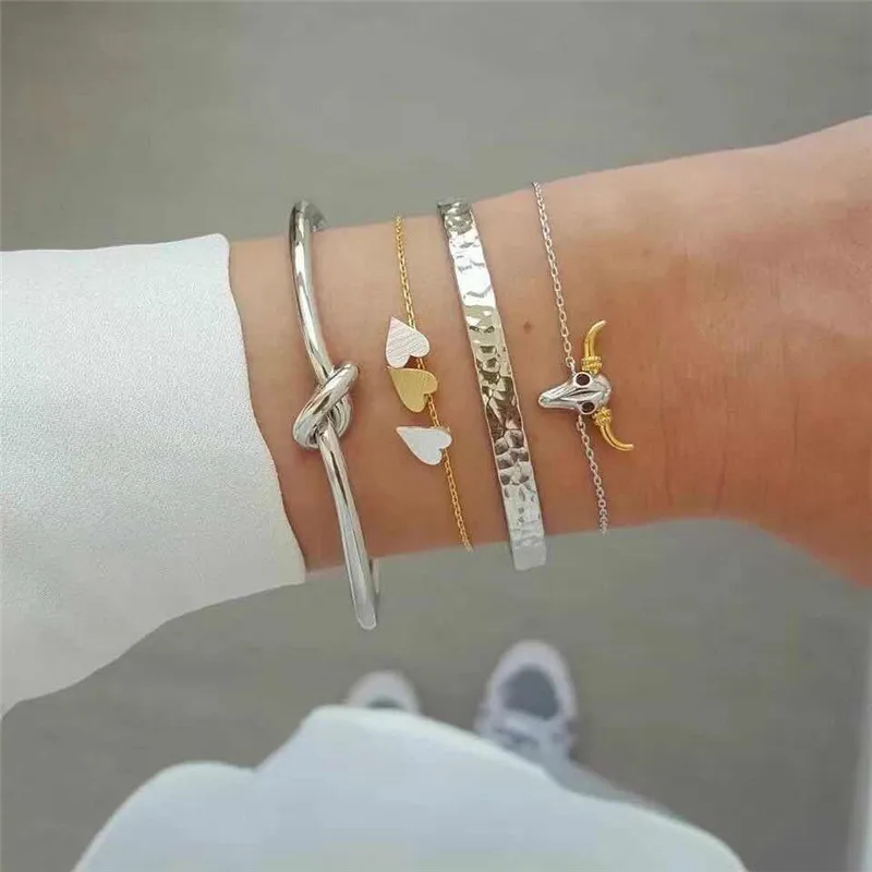 Mostyle 4 шт./набор Многослойные браслеты в стиле бохо с блестками золотого цвета в стиле панк винтажные браслеты для женщин аксессуары для женщин - Окраска металла: 83407