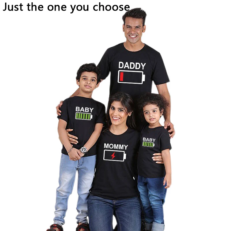 New Family Matching Clothes Look Father Mother Daughter Son Outfits Clothing family outfit Fashion Printing T-Shirts - Цвет: Black 1