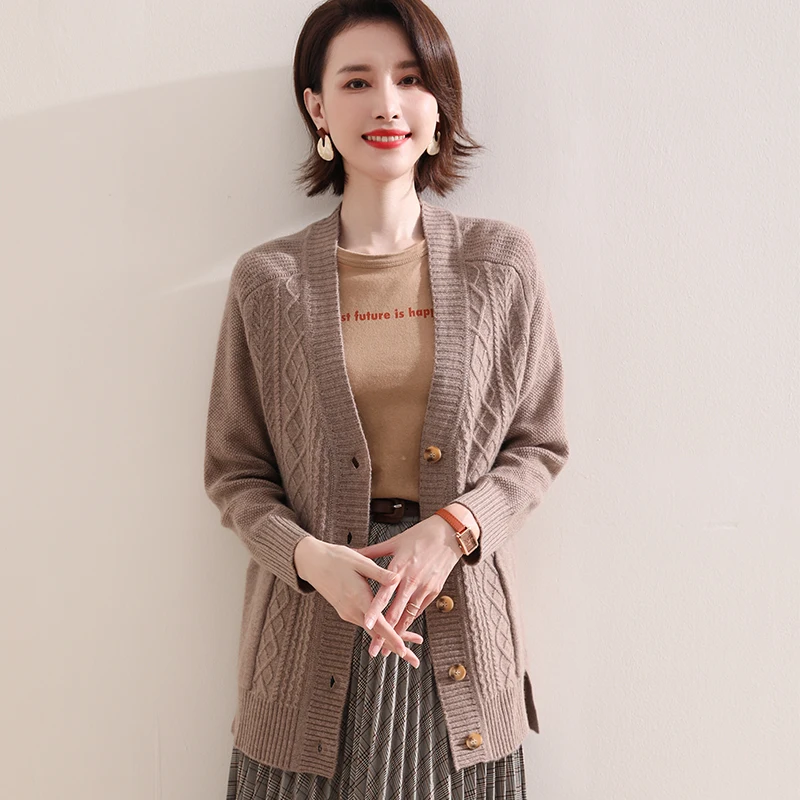 Woman Jackets 100% Goat Cashmere Knitted Cardigans