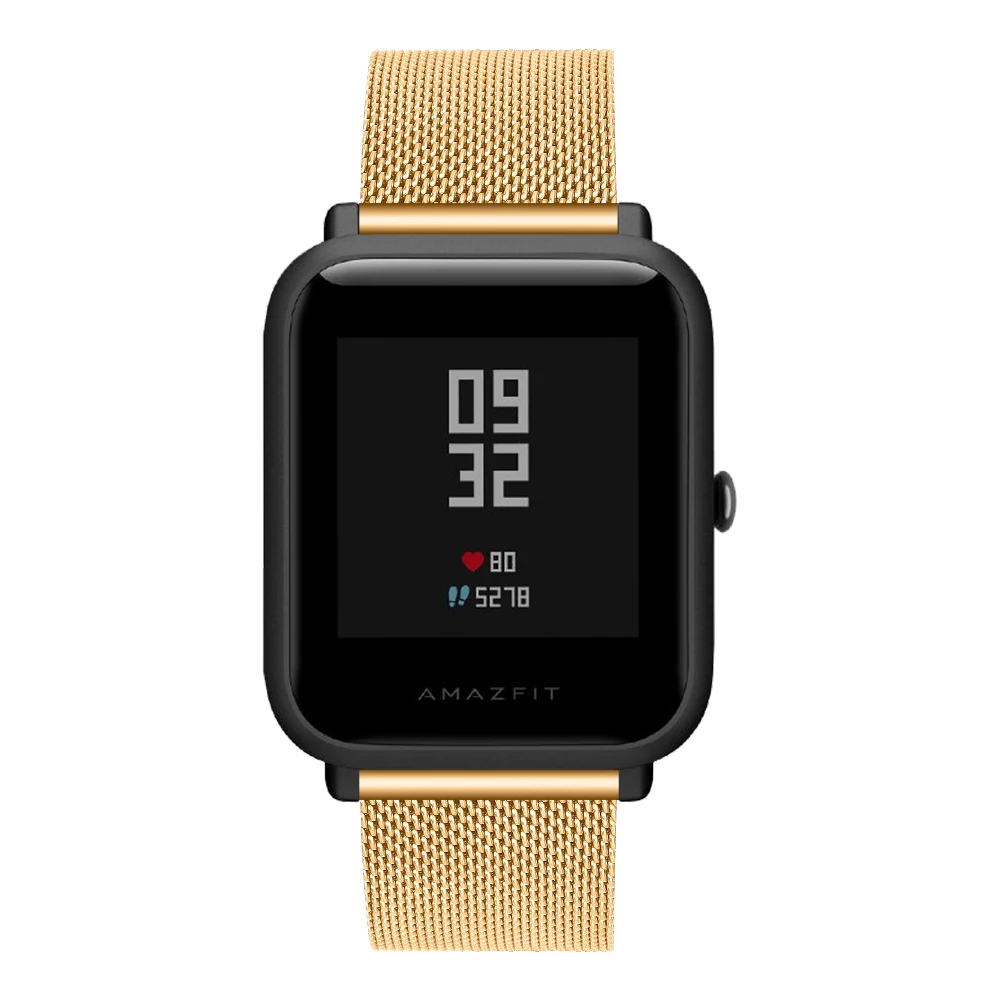 Кнопки Миланский ремешок для часов из нержавеющей стали для Xiaomi Huami Amazfit Bip Нержавеющая сталь застежка-молния ремешок для наручных часов браслет на запястье