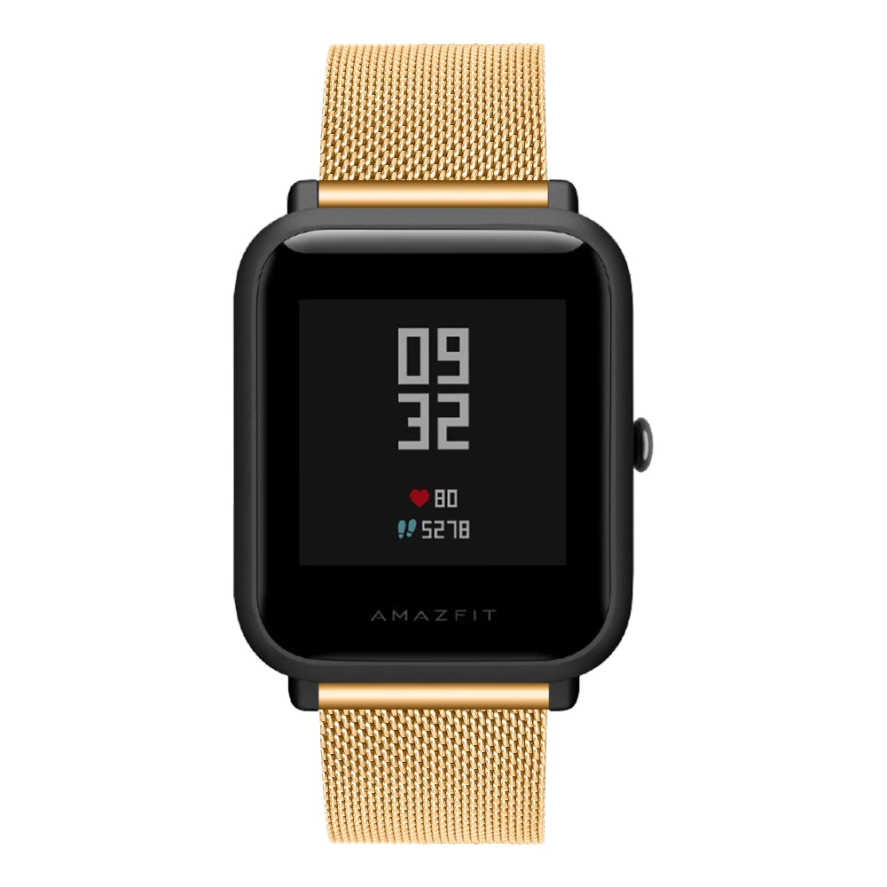 Snap Button Milanese Metal Watchband For Xiaomi Huami Amazfit Bip Stainless Steel Slide Fastener Watch Band Wristband Strap