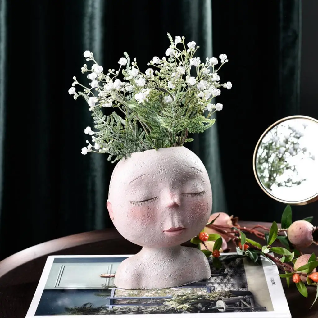 Statue Head Flowerpot Planter Sculpture Plant Pot Ornament Home Decor...