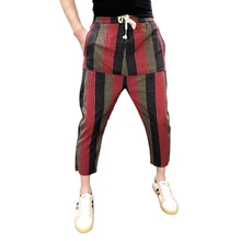 Zomer Dunne Streep Сращивание Haren Broek Mannelijke уличная Broek хип-хоп повседневные Broek джоггеры Broek Heren Antalon Homme