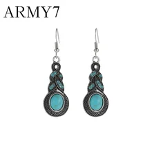 1 Dân Tộc Bộ Lạc Cổ Ấn Độ Hạt Tòn Ten Bông Tai Retro Giọt Nước Châu Phi Bông Tai Đảng Bông Tai Tặng Mặt Dây Chuyền Xanh Trang Sức(China)