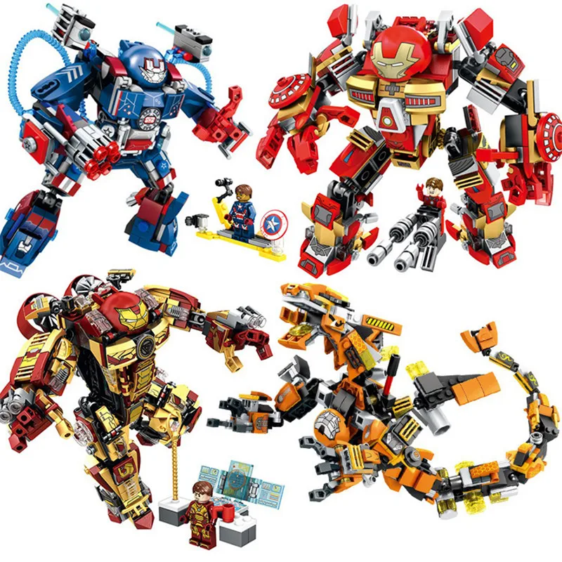 

New Marvel Iron-man Anti-Hulk Armor MK DIY Model Building Kit Children Toy Educational Assemble Bricks Toys Wholesale legoings