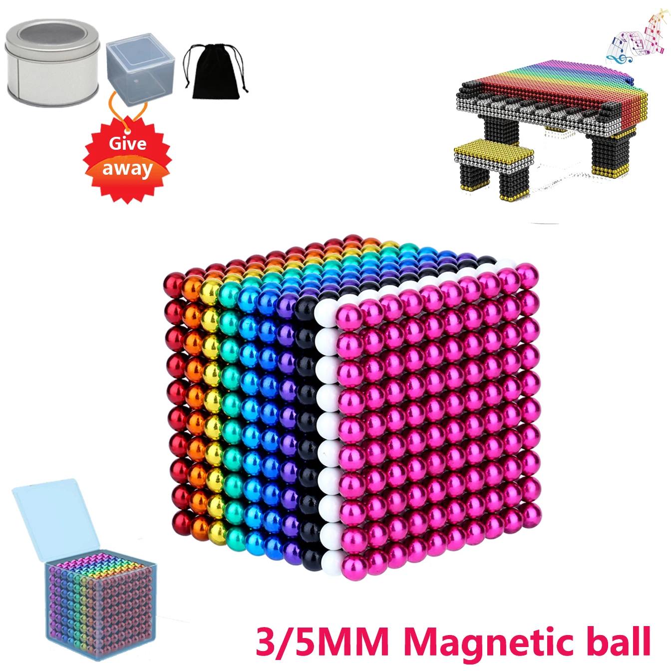 Магнитный шар 3/5 мм металлический Неодимовый Волшебный Магнит магнитные шары