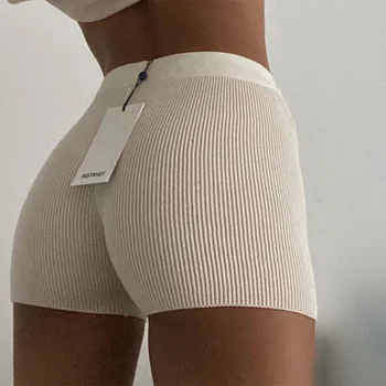 

Casual Fashion White Black High Waist Women Knitted Biker Bodycon Short Leggings Summer Cotton Sweat Mini Sexy Shorts Femme