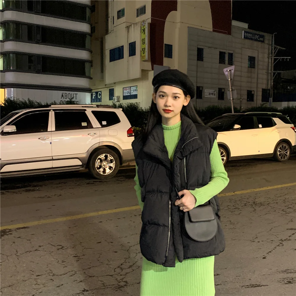 Down Feather Cotton Vest Women's New Style Autumn And Winter Short Students Bread Cotton Coat Sleeveless Coat Thick Waistco