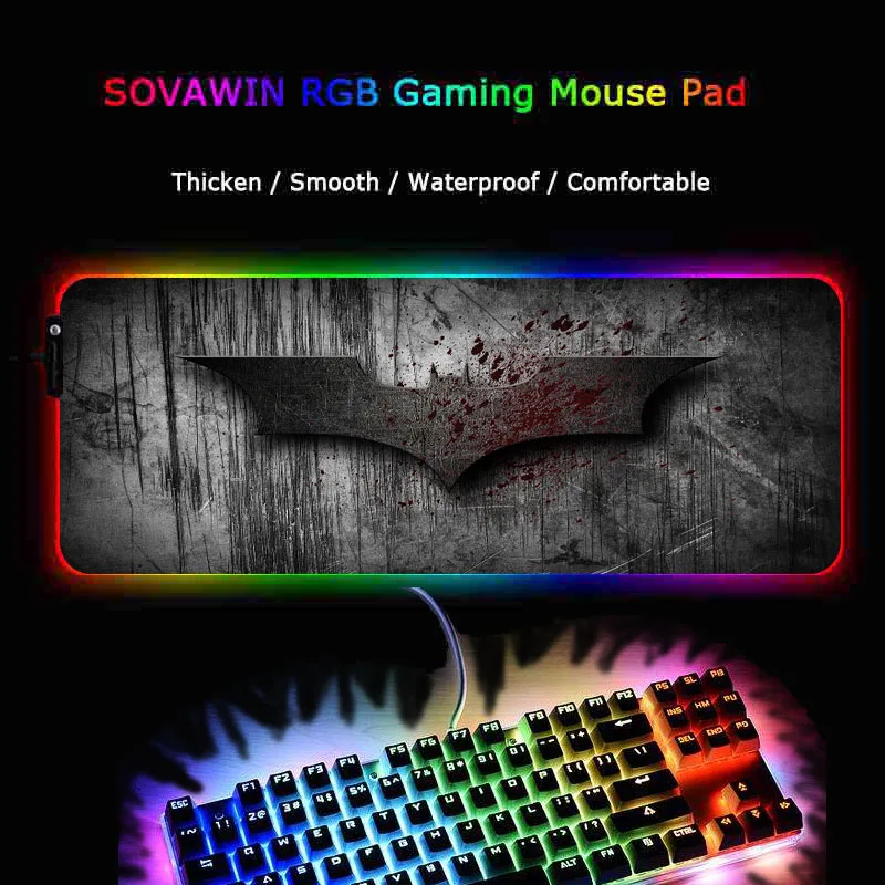 XGZ, логотип Бэтмена, RGB, большой игровой коврик для мыши, геймер, Led, компьютерный коврик для мыши, большой коврик для мыши, светильник, подсветка для клавиатуры, Настольный коврик