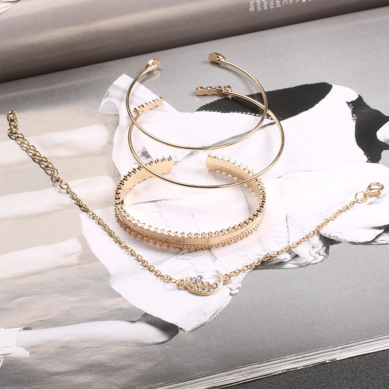 Богемский многослойный золотой серебряный цвет AAA цирконовая цепочка браслеты для Женский браслет-цепочка набор модных украшений