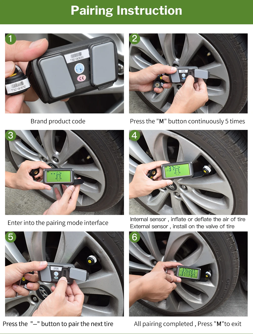 Deelife TPMS система контроля давления в шинах сигнализация солнечный автомобиль 4 колеса внутренний внешний датчик давления в шинах Smart TMPS контроль