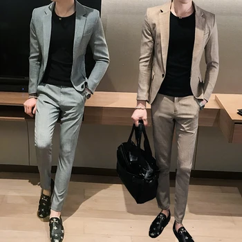 

Fashion Men's Blazers Jacket One Button Slim Fit Coat Smart Casual Business Office Male Jackets T136