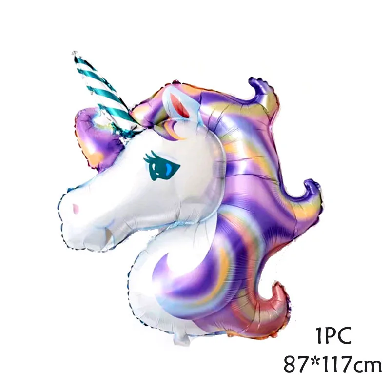 Единорог вечерние поставки 3D большой Unicornio ходячие животные латексные воздушные шары для девочек розовая вечеринка в честь Дня Рождения Декор фольги Воздушные шары DIY - Цвет: 1pc 117cm pruple