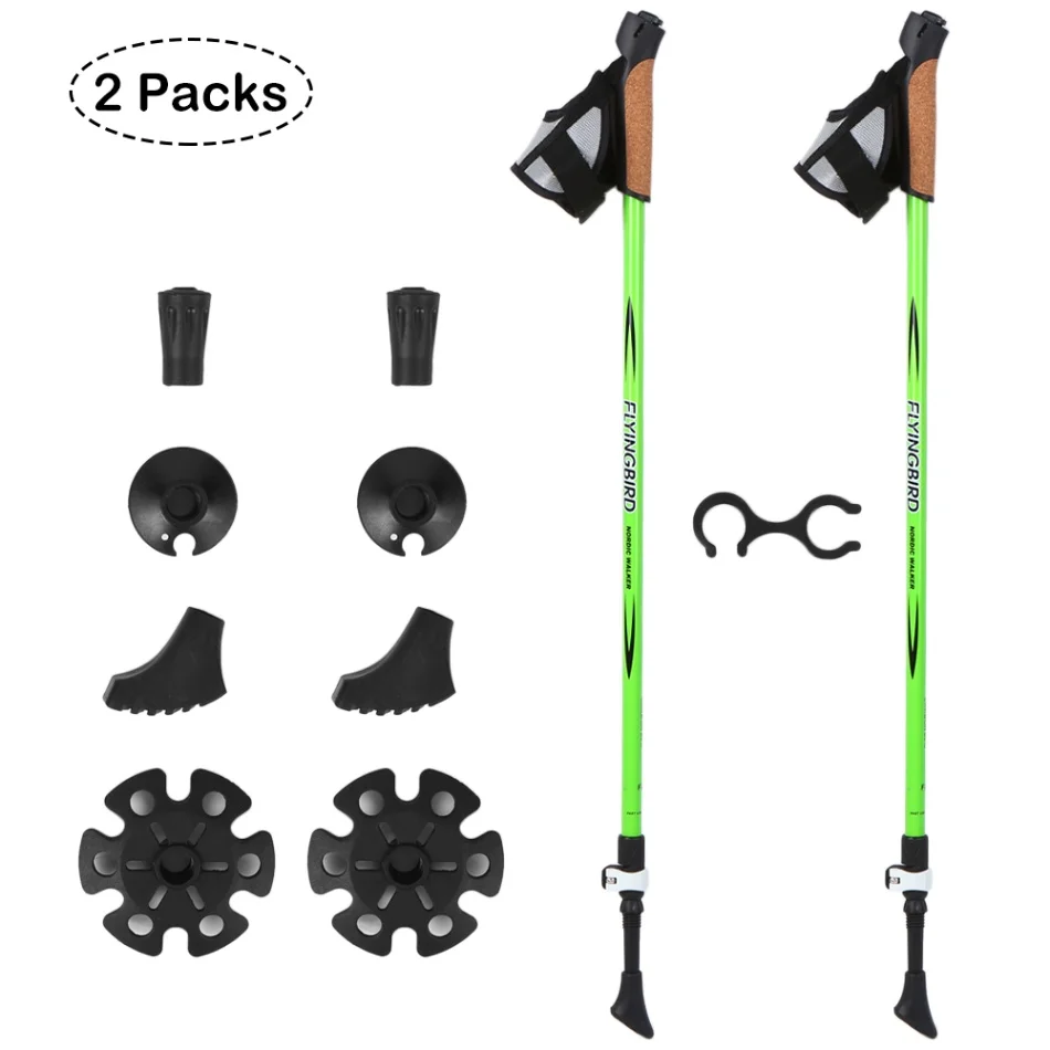 Red Carbon 2 упаковки, регулируемые треккинговые палки, телескопические, сверхлегкие, Углеродные/Алюминиевые, походные палки, для ходьбы, вольфрамовые наконечники, абсорбирующие ручки - Цвет: Red Carbon