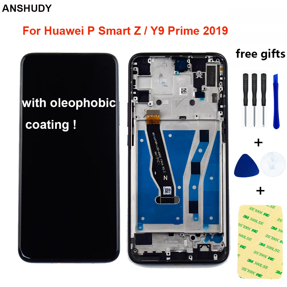 oleophobic coating For Huawei P Smart Z STK-LX1 LCD Display Y9 Prime 2019 Touch Screen Digitizer Assembly With Frame | Мобильные