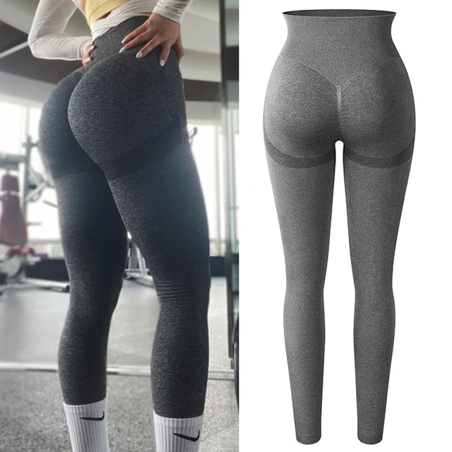 Leggings fitness de cintura alta para mulheres, legging esportiva push up  para senhoras, calças justas de ioga, calça casual de ginástica, tamanho  grande - AliExpress