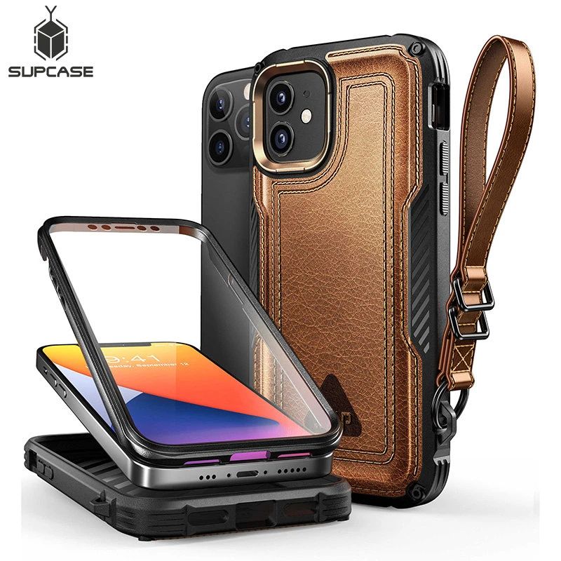 SUPCASE For iPhone 12 Case For iPhone 12 Pro Case 6.1 inch UB Royal Full-Body Rugged Leather Case With Built-in Screen Protector iphone 12 pro max cover