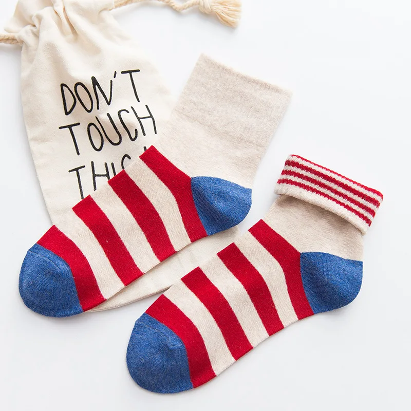 5 пар, женские модные хлопковые носки с вертикальными полосками, японские однотонные ворсовые носки, Повседневные Дышащие женские носки без пятки