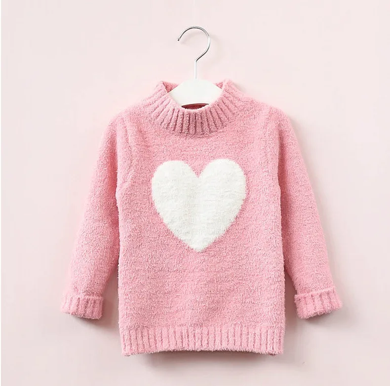 Одежда для девочек; Детский свитер; пуловер для девочек; плотная трикотажная одежда; одежда с принтом «любовь» для девочек; свитер с длинными рукавами для детей