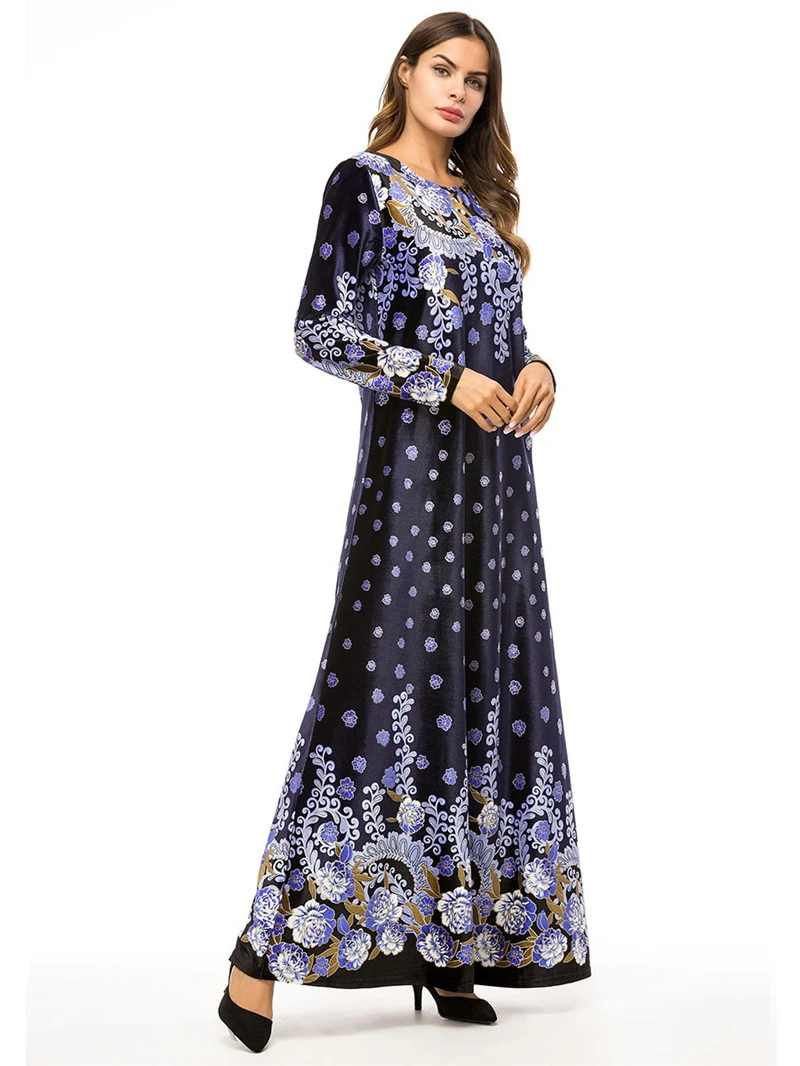 Мусульманское платье-Абая, женское платье, платье Caftan, мусульманская одежда, abaya, Дубай, Турецкий Арабский Eid, цветочный принт