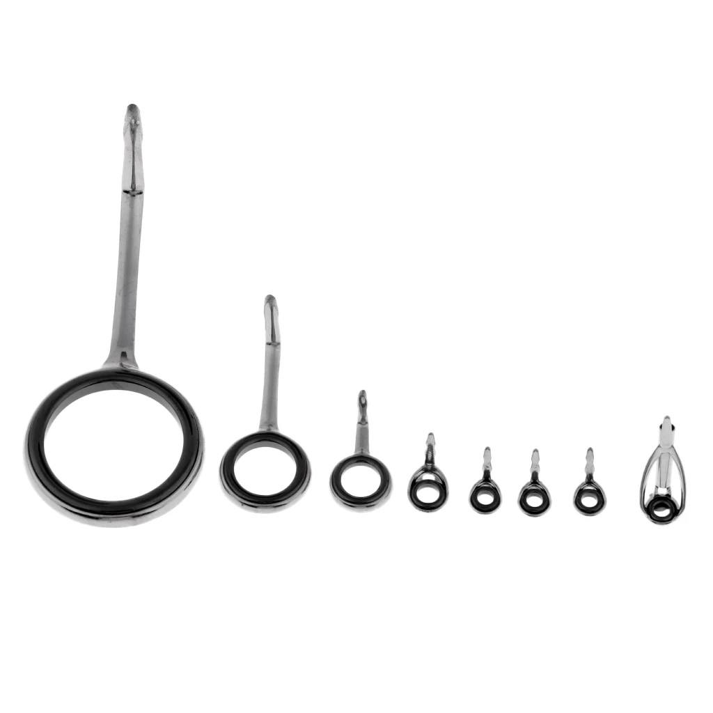 8pcs SIC Eye Ring Fishing Rod Guides Line Repair Tip Tops Rings Multi-sizes