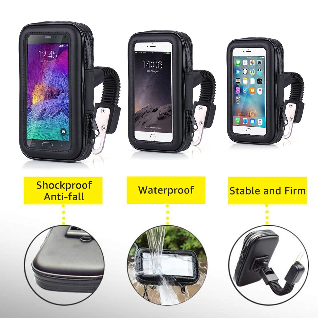 Waterproof Motorcycle Cell Phone Mount Universal Moto Electric Bike Rear View Mirror Phone Holder Stand for iPhone 12 11 Samsung car mobile holder