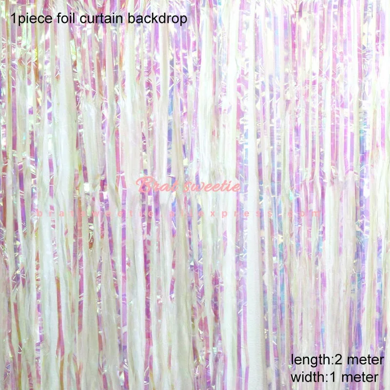 Радужные скатерти с изображением русалки, единорога, вечерние, голографические, свадебные, для дня рождения ребенка, вышивка, сетка, кружево, блестящая ткань с пайетками - Цвет: 2m rainbow curtain