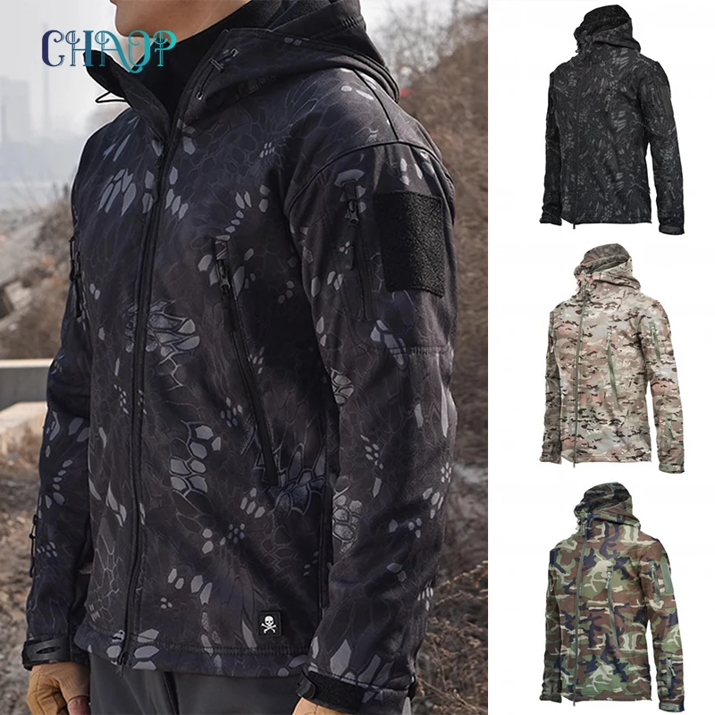 

Winter Autumn Men Camouflage WindbreakerThick Zipper Windproof Hood Jacket Male Plush Casual Coat Mountain Military Jacket 2021