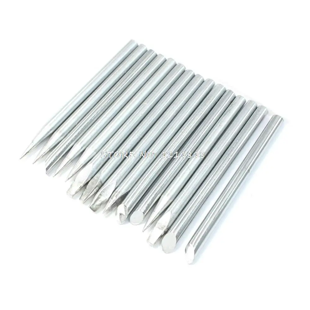 

15 Pcs Silver Tone 4.5mm Shank 68mm Length Metal Soldering Iron Tip Sets 40W