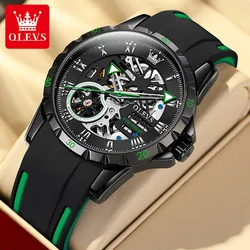 OLEVS reloj mecánico automático para hombre, pulsera deportiva resistente al agua, con agujeros, 2022