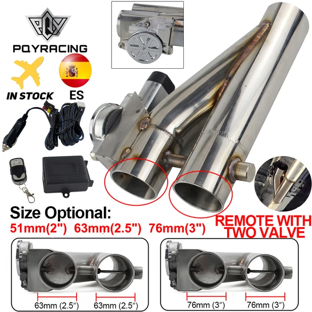 범용 2.5 "/3" 이중 밸브 전기 배기 차단 밸브 배기 파이프 머플러 키트