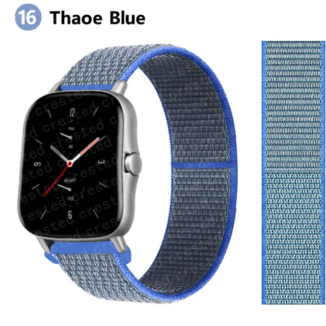 20/22mm Nylon band For Amazfit GTS/2/2e/GTS2 Mini/GTR 3 Pro 42mm/47mm/GTR2/2e/stratos 2/3 Sport Loop Bracelet Amazfit bip strap tahoe blue 14