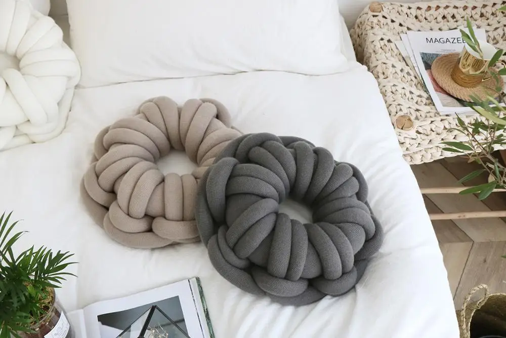Battilo Handmade Knot Ball Plush Throw Pillow Donut Sofa Accent Pillow Seat Cushion- Home Office Sofa Decor Battilo Handmade Knot Ball Plush Throw Pillow Donut Sofa Accent Pillow Seat Cushion- Home Office Sofa Decor