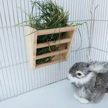 

Rabbit Wooden Grass Rack Food Small Animal Feeding Rabbit Guinea Pig Chinchilla Grass Rack Can Be Fixed Small Pet Supplies