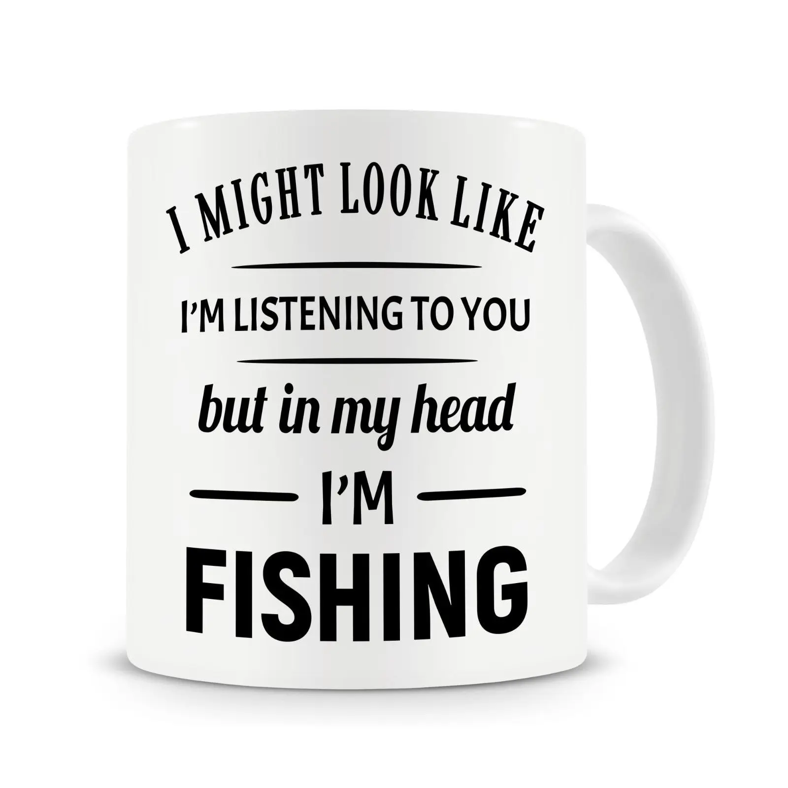 

In My Head I'm Fishing/THE GYM /PIANO Mug,Funny Coffee Mug,Fishing Gift Mug Cup with Stirring Spoon Fishing Gifts