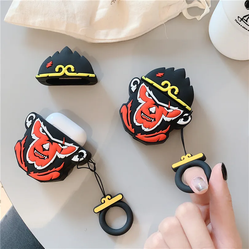 Милый силиконовый чехол для наушников с 3D рисунком Wukong для Apple New AirPods 1/2, беспроводная bluetooth-гарнитура
