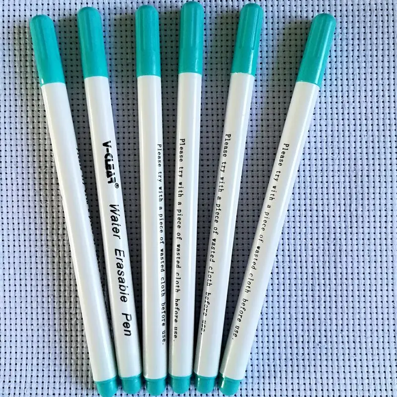 Текстильный маркер, ручка синего цвета, стираемая в воде, маркер для маркировки, 6 шт., стираемая ручка для одежды, водостираемая ручка для вышивки крестиком, маркеры на заказ
