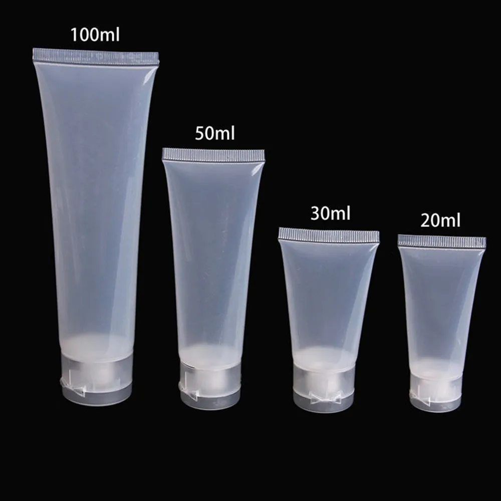 Empty Portable Travel Tubes Squeeze Cosmetic Containers Cream Lotion Plastic Bottles 20ml 30ml 50ml 100ml