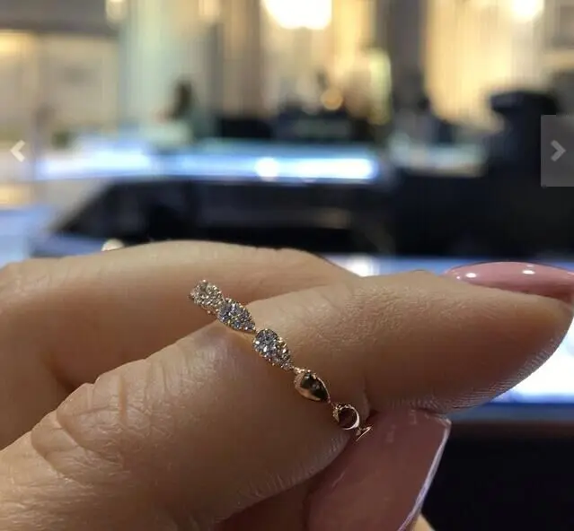 

Small fresh dainty white zircon rose gold ring for women wedding engagement ring jewelry gift 2019