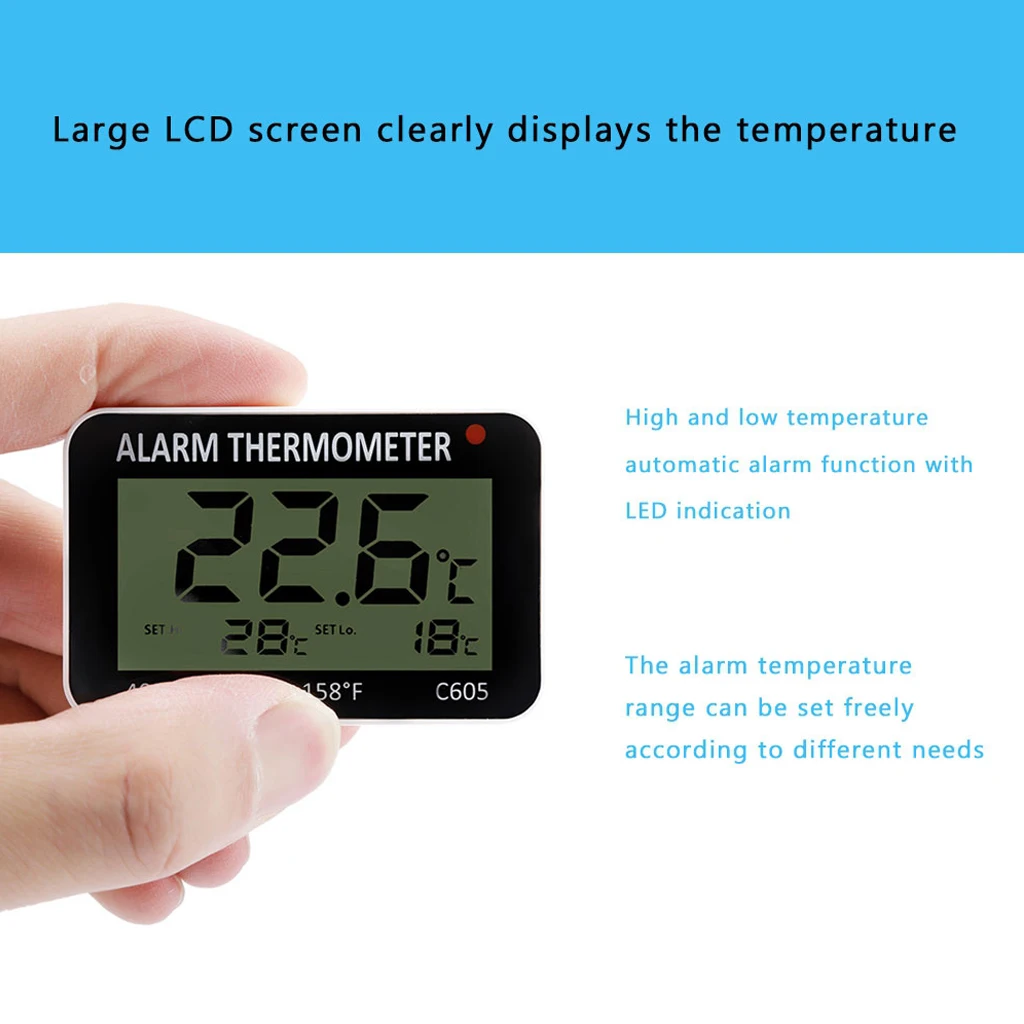 ABS LCD Digital Refrigerator Freezer Thermometer Temperature Meter With Hook