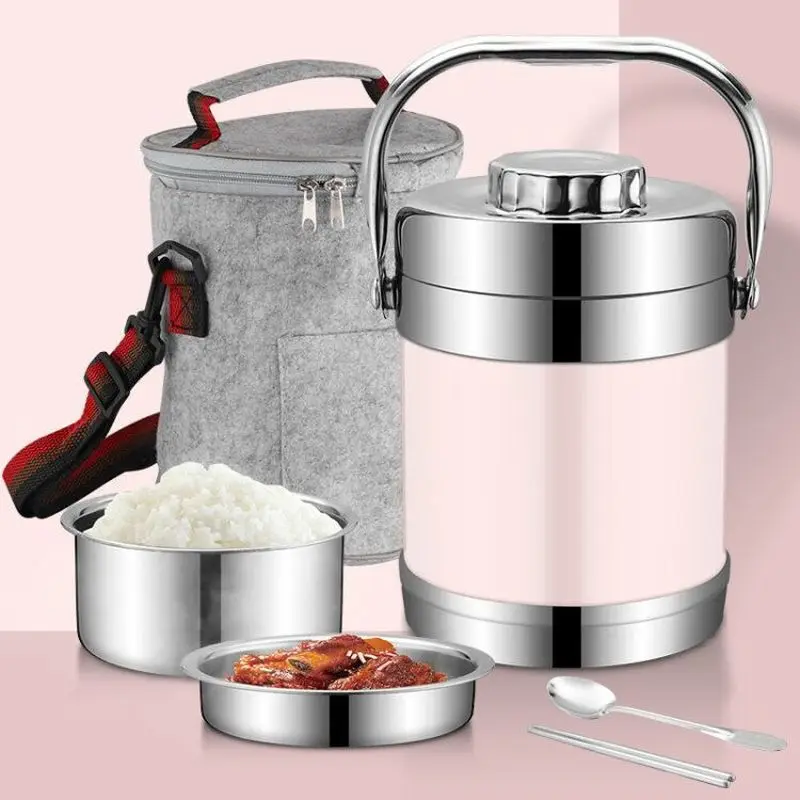 Двухслойная Нержавеющая сталь утепленная Коробки для обедов 3-слой