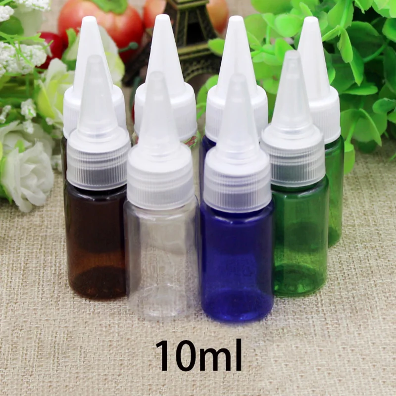 

10ml Plastic Sharp Lid Bottle Refillable Cosmetic Makeup Water Container Small Essential Oil Travel Packaging Free Shipping