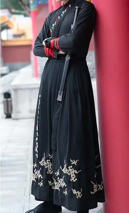 Only Jacket Skirt Черный стиль, агрессивный наряд, куртка, юбка, вышивка, Рисунок дракона, широкий рукав, Hanfu, костюм, древнее платье в китайском стиле - Цвет: Only Jacket Skirt