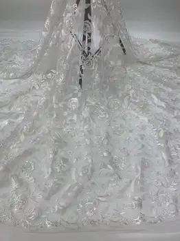 

Luxury African Lace Fabric High Quality French Organza Lace Fabric 2020 New Arrival Sequins Lace Fabrics For Wedding YYZ23