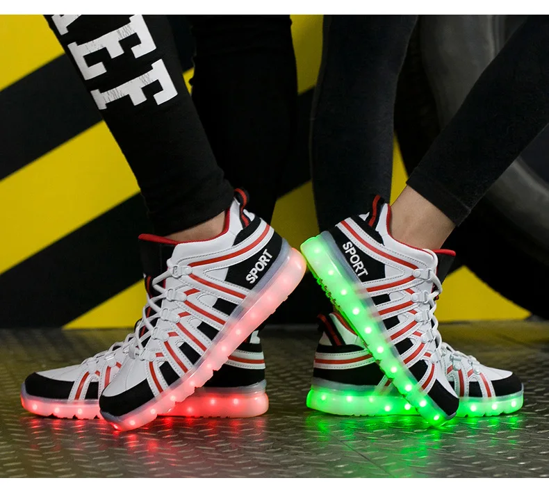 Size 35-44 Mens & Womens Luminous Sneakers with Light Up sole USB Charging Glowing LED Shoes for Children Sneakers With Lights