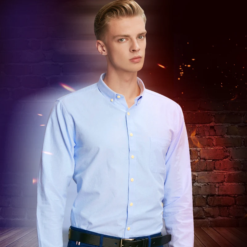 Oxford Warm Business Casual Shirt with Velvet Stripes Small Floral Long Sleeve Brand High Quality Shirt White Social Clothing XL