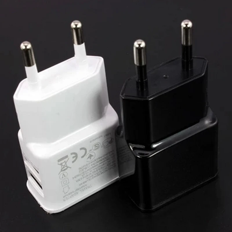 Оригинальное двойное Сетевое зарядное устройство USB с европейской вилкой 2 А