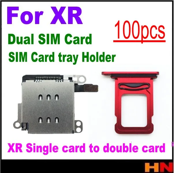 100set wholesale Replacement For iPhone XR Dual SIM Card Reader Flex Cable +SIM tray Holder Slot Adapter | Мобильные телефоны и