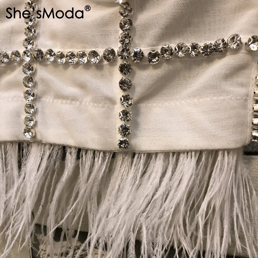 She'sModa новая сетка бриллианты перо бюстье женские без косточек обрезанный Топ жилет размера плюс